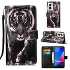 For Motorola Moto G Play 4G 2024 Colored Drawing Pattern Plain Weave Leather Phone Case(Black And White Tiger) - 1