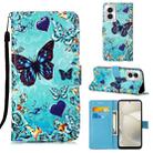 For Motorola Moto G Power 5G 2024 Colored Drawing Pattern Plain Weave Leather Phone Case(Caring Butterfly) - 1