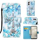 For Motorola Moto G Power 5G 2024 Colored Drawing Pattern Plain Weave Leather Phone Case(Tower Butterfly) - 1