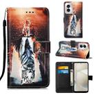 For Motorola Moto G Power 5G 2024 Colored Drawing Pattern Plain Weave Leather Phone Case(Cats And Tigers) - 1