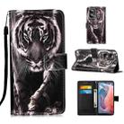 For Motorola Moto G Play 5G 2024 Colored Drawing Pattern Plain Weave Leather Phone Case(Black And White Tiger) - 1