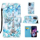 For Motorola Moto G Stylus 5G Colored Drawing Pattern Plain Weave Leather Phone Case(Tower Butterfly) - 1