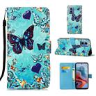 For Motorola Moto G34 Colored Drawing Pattern Plain Weave Leather Phone Case(Caring Butterfly) - 1