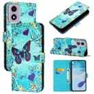 For Motorola Moto E14 Colored Drawing Pattern Plain Weave Leather Phone Case(Caring Butterfly) - 1