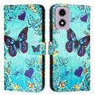 For Motorola Moto E14 Colored Drawing Pattern Plain Weave Leather Phone Case(Caring Butterfly) - 2