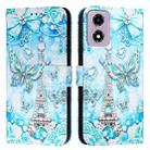 For Motorola Moto E14 Colored Drawing Pattern Plain Weave Leather Phone Case(Tower Butterfly) - 2