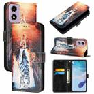 For Motorola Moto E14 Colored Drawing Pattern Plain Weave Leather Phone Case(Cats And Tigers) - 1