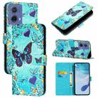 For Motorola Moto G85 Colored Drawing Pattern Plain Weave Leather Phone Case(Caring Butterfly) - 1