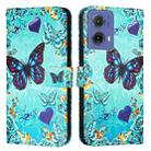 For Motorola Moto G85 Colored Drawing Pattern Plain Weave Leather Phone Case(Caring Butterfly) - 2