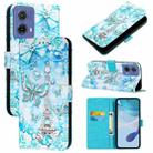 For Motorola Moto G85 Colored Drawing Pattern Plain Weave Leather Phone Case(Tower Butterfly) - 1