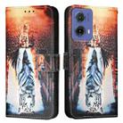 For Motorola Moto G85 Colored Drawing Pattern Plain Weave Leather Phone Case(Cats And Tigers) - 2