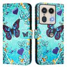 For Motorola Edge 50 5G Global Colored Drawing Pattern Plain Weave Leather Phone Case(Caring Butterfly) - 2