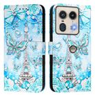 For Motorola Edge 50 5G Global Colored Drawing Pattern Plain Weave Leather Phone Case(Tower Butterfly) - 2