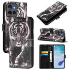For Motorola Edge 50 5G Global Colored Drawing Pattern Plain Weave Leather Phone Case(Black And White Tiger) - 1