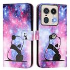 For Motorola Edge 50 5G Global Colored Drawing Pattern Plain Weave Leather Phone Case(Baby Panda) - 2