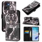 For Motorola Moto G05 Colored Drawing Pattern Plain Weave Leather Phone Case(Black And White Tiger) - 1