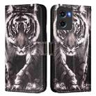 For Motorola Moto G05 Colored Drawing Pattern Plain Weave Leather Phone Case(Black And White Tiger) - 2