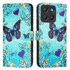 For Motorola Moto G15 Colored Drawing Pattern Plain Weave Leather Phone Case(Caring Butterfly) - 2