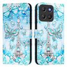 For Motorola Moto G15 Colored Drawing Pattern Plain Weave Leather Phone Case(Tower Butterfly) - 2