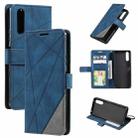 For Sony Xperia 5 IV Skin Feel Splicing Leather Phone Case(Blue) - 1