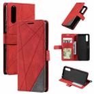 For Sony Xperia 5 IV Skin Feel Splicing Leather Phone Case(Red) - 1