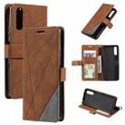 For Sony Xperia 5 IV Skin Feel Splicing Leather Phone Case(Brown) - 1