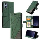 For Sony Xperia 5 V Skin Feel Splicing Leather Phone Case(Green) - 1