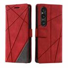 For Sony Xperia 1 VI Skin Feel Splicing Leather Phone Case(Red) - 1