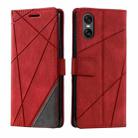 For Sony Xperia 10 VI Skin Feel Splicing Leather Phone Case(Red) - 1