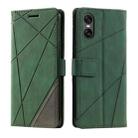 For Sony Xperia 10 VI Skin Feel Splicing Leather Phone Case(Green) - 1