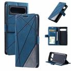 For Google Pixel 8 Pro Skin Feel Splicing Leather Phone Case(Blue) - 1