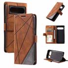 For Google Pixel 8 Skin Feel Splicing Leather Phone Case(Brown) - 1