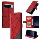 For Google Pixel 9 Pro Skin Feel Splicing Leather Phone Case(Red) - 1