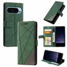 For Google Pixel 9 Pro Skin Feel Splicing Leather Phone Case(Green) - 1