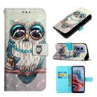 For Motorola Moto G34 3D Painting Horizontal Flip Leather Phone Case(Grey Owl) - 1