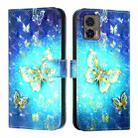 For Motorola Edge 30 Neo 3D Painting Horizontal Flip Leather Phone Case(Golden Butterfly) - 2