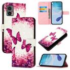 For Motorola Edge 30 Neo 3D Painting Horizontal Flip Leather Phone Case(Rose Butterfly) - 1