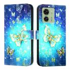 For Motorola Edge 40 5G Global / Edge 2023 US 3D Painting Horizontal Flip Leather Phone Case(Golden Butterfly) - 2