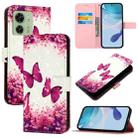 For Motorola Edge 40 5G Global / Edge 2023 US 3D Painting Horizontal Flip Leather Phone Case(Rose Butterfly) - 1