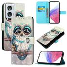 For Motorola Edge 50 Fusion 3D Painting Horizontal Flip Leather Phone Case(Grey Owl) - 1