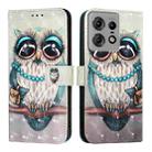 For Motorola Edge 50 Pro 3D Painting Horizontal Flip Leather Phone Case(Grey Owl) - 2