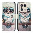 For Motorola Edge 50 Ultra 3D Painting Horizontal Flip Leather Phone Case(Grey Owl) - 2