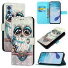 For Motorola Moto E22 / Moto E22i 3D Painting Horizontal Flip Leather Phone Case(Grey Owl) - 1