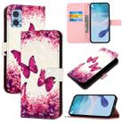 For Motorola Moto E22 / Moto E22i 3D Painting Horizontal Flip Leather Phone Case(Rose Butterfly) - 1