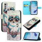 For Motorola Moto E32 Global 3D Painting Horizontal Flip Leather Phone Case(Grey Owl) - 1