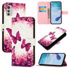 For Motorola Moto E32 Global 3D Painting Horizontal Flip Leather Phone Case(Rose Butterfly) - 1