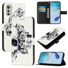 For Motorola Moto E32 Global 3D Painting Horizontal Flip Leather Phone Case(Skull) - 1