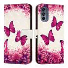 For Motorola Moto G62 5G Global / India 3D Painting Horizontal Flip Leather Phone Case(Rose Butterfly) - 2