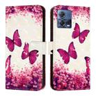 For Motorola Moto G72 3D Painting Horizontal Flip Leather Phone Case(Rose Butterfly) - 2