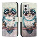 For Motorola Moto G73 3D Painting Horizontal Flip Leather Phone Case(Grey Owl) - 2